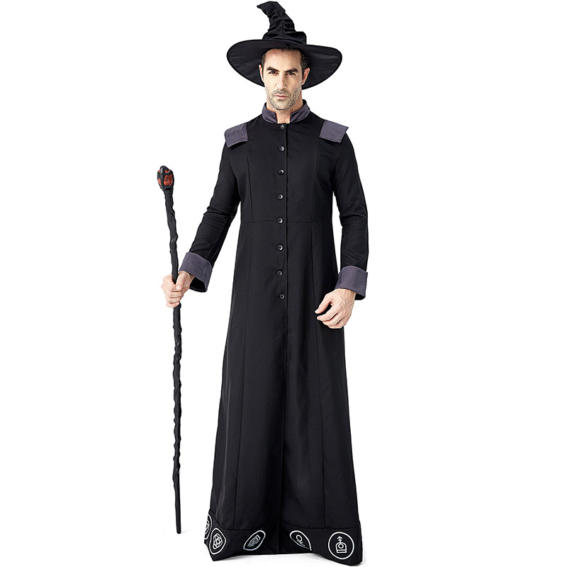 Halloween Wizard Cosplay Costumes Gothic Magic Long Robe for Party